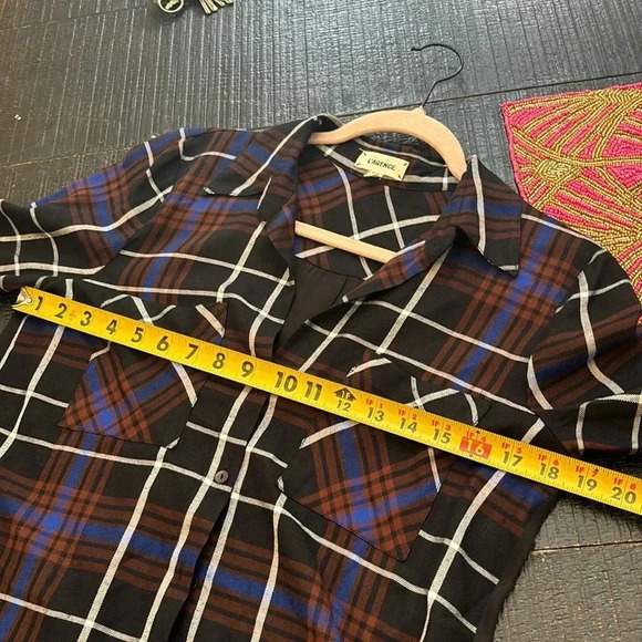 L'agence Denise Plaid Print Silk Contrast Back Button Up Flannel size XS - Picture 11 of 16